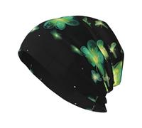 WHJWZY Cappello lavorato a maglia alla moda per adulti, comodo ed elegante, per tutte le stagioni, stampa lucciole incandescenti, nero
