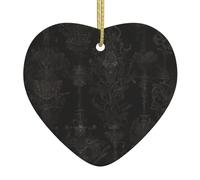 WHJWZY Ciondolo a forma di cuore in ceramica di Natale, per appendere l'albero, ornamenti per festival, bomboniere e altri motivi europei