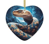 WHJWZY Ciondolo natalizio a forma di cuore in ceramica - per appendere l'albero, ornamenti per festival, bomboniere per feste e altro ancora stampa serpente a sonagli nel cielo stellato