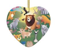 WHJWZY Ciondolo natalizio a forma di cuore in ceramica - per appendere l'albero, ornamenti per festival, bomboniere e altri animali illuministi stampa