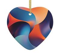 WHJWZY Ciondolo natalizio a forma di cuore in ceramica - per appendere l'albero, ornamenti per festival, bomboniere e molto altro ancora, stampa di uno scontro di colori