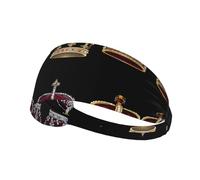 WHJWZY Fascia elastica per esercizi, morbida e traspirante, per corsa, ciclismo, yoga e altro ancora, stampa con corona inglese