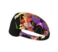 WHJWZY Fascia elastica per esercizi, morbida e traspirante, per corsa, ciclismo, yoga e altro ancora, stampa con fiori di iride