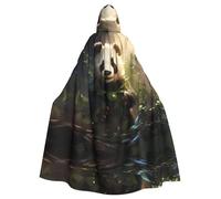 WHJWZY Grazioso mantello con cappuccio per Halloween stampato con pianta di panda, per uomini e donne, per feste e balli scolastici