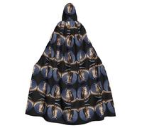 WHJWZY Gufo sotto la luna Immagine Aldult Halloween Mantello con cappuccio per uomini e donne utilizzato per feste ballo