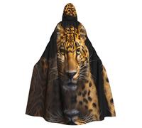 WHJWZY Il mantello con cappuccio leopardo dagli occhi profondi stampato aldult Halloween per uomini e donne utilizzato per feste ballo di fine anno
