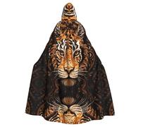 WHJWZY Mantello con cappuccio per Halloween con motivo tigre bianca a baffi aldult per uomini e donne utilizzato per feste ballo di fine anno