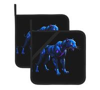 WHJWZY Set di 2 presine da cucina resistenti al calore e durevoli, con design a corda per appenderlo, motivo robo-pantera