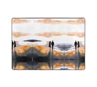 WHJWZY Tappeto 203,2 x 147,3 cm - Tappeto in flanella per soggiorno, ufficio e altro ancora, motivo camminare al tramonto con mani