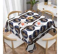 WHJWZY Tovaglia decorativa quadrata, 137,2 x 137,2 cm, tessuto impermeabile di qualità per tavolo da pranzo, protezione e decorazione con gufo sotto la luna