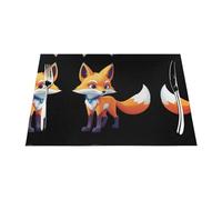 WHJWZY Tovaglietta all'americana in tessuto, 6 pezzi, 45,7 x 30,5 cm, resistente al calore, antiscivolo, lavabile, motivo volpe