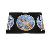 WHJWZY Tovaglietta all'americana in tessuto, 6 pezzi, 45,7 x 30,5 cm, resistente al calore, antiscivolo, lavabile, con stampa a disco