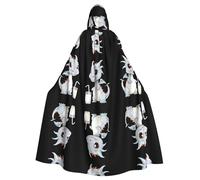 WHJWZY Un piccolo drago del latte che ruba il latte stampato aldult Halloween mantello con cappuccio per uomini e donne utilizzato per feste ballo di fine anno