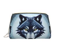 WHJYCC Fierce Wolf Head Trousse per cosmetici, grande, impermeabile, in pelle, portatile, da donna, con cerniera, essenziale da viaggio, bianco, taglia unica, bianco, Taglia unica