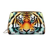WHJYCC Little fat tiger head - Borsa per cosmetici grande, impermeabile, in pelle, portatile, con cerniera, essenziale da viaggio, colore bianco, taglia unica, bianco, Taglia unica