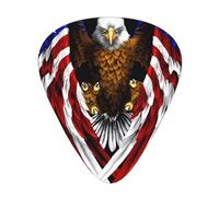 WHJYYXDE Plettri per chitarra, 12 pezzi, bordi lisci, varietà di spessori per toni diversi, adatti per chitarre, ukulele e altro ancora, motivo aquila patriottica con bandiera degli Stati Uniti