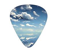 WHJYYXDE Plettri per chitarra, 12 pezzi, comodi al tatto, bordi lisci, materiale ABS resistente all'usura, con stampe blu cielo e nuvole bianche