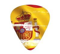 WHJYYXDE Plettri per chitarra, 12 pezzi, comodi al tatto, bordi lisci, materiale ABS resistente all'usura, stampa bandiera della Spagna