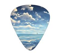 WHJYYXDE Plettri per chitarra, 12 pezzi, confortevoli al tatto, bordi lisci, materiale ABS resistente all'usura, stampa con nuvole bianche sul mare