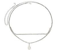 WHL Alexanders Catena per ombelico a doppio strato con ciondolo a forma di goccia d'acqua, catena per ombelico con ciondolo con strass, accessorio adatto per donne