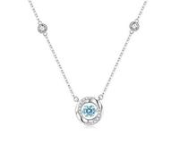 WHL Alexanders Collana con ciondolo a forma di cuore battuto tre secondi, collana in rame bianco con zirconi che ballano design galleggiante, regalo unico per donne collane da donna