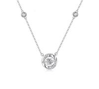 WHL Alexanders Collana con ciondolo a forma di cuore battuto tre secondi, collana in rame bianco con zirconi che ballano design galleggiante, regalo unico per donne collane da donna