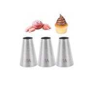 WHL Alexanders Ugelli per tubazioni 3 pezzi - 1 A - Punta per tubazioni in acciaio inox - Grandi punte rotonde aperte, per decorare cupcake, torte, biscotti, strumento di decorazione