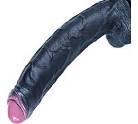 WHL Dildo gigante realistico spesso da 29 cm. Dildo gigante nero non circonciso. Pene lungo in silicone con ventosa, prepuzio largo, plug anale spesso, giocattolo per adulti XXL per uomini