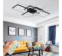 WHLL Plafoniera LED Soffitto Dimmerabile con Telecomando Plafoniera Camera da Letto Rettangolare Lampada Lunga Lampadario (nero, 105cm)