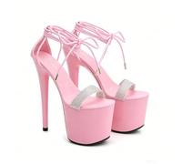 WHLL Pumps da Donna, Tacchi Alti da Donna, Sandali Sexy con Allacciatura Incrociata, Sandali per Dita dei Piedi Scoperte, Pole Dance, Nightclub, Festival, Festa, Club, Moda,Rosa,42 EU