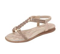 WHLL Sandali da Donna Estivi, Sandali Boho con Strass, Sandali Romani da Donna, Sandali Comodi e Piatti Antiscivolo, Taglie Grandi 35-43,d'oro,38 EU