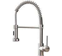 WHLMYH Lavello Miscelatore Rubinetti, Maniglia Ruota Di 360 & Deg; Compatibile con Doppio Lavandino, Spazzolato Argento Lavabo Tap, Acqua Calda Eda Rubinetti/Argento Spazzolato
