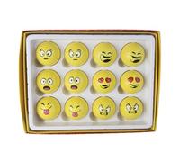 Whltzf 12Pcs Divertente Giallo Pallina Da Golf Novità Emozione Viso Palla Da Golf Pratica Golfball Bella Accessori Per Gli Uomini Delle Donne Accessori