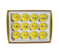 Whltzf 12Pcs Divertente Giallo Pallina Da Golf Novità Emozione Viso Palla Da Golf Pratica Golfball Bella Accessori Per Gli Uomini Delle Donne Accessori