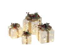 Whltzf 1Set Scatole Regalo Illuminate A LED per Decorazioni Natalizie Alimentato Principale Plug in 60 Luci Festival Box per Albero Natale Illuminato Scatole Regalo