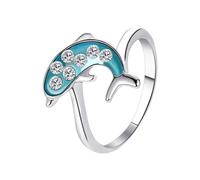 Whltzf Blue Oceanics - Anelli comodi in lega a tema oceanici, gioielli adatti alla natura per gli appassionati di mare, anelli in lega blu, Misura unica, come descritto, come descritto