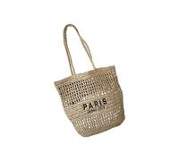 Whltzf Borsa a tracolla in corda di carta intrecciata moderna di grande capacità per vacanze al mare elegante per tutti i giorni essenziale traspirante in corda di carta da viaggio a spalla, cachi