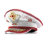 Whltzf Cappello da sposa scintillante con paillettes alla moda festival musicale alla moda per rave e feste di addio al nubilato Cappello da festival musicale alla moda, Argento, Taglia unica