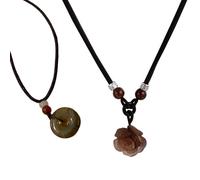 Whltzf Confezione da 2 eleganti collane intrecciate con fiori di rosa e fibbia della pace ciondoli per donne alla ricerca di stili unici collana con ciondolo in resina