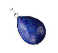 Whltzf Elegante goccia d'acqua/rettangolare/a forma di cuore lapislazzuli ciondolo di cristallo fatto a mano collana orecchini accessori genuini lapislazzuli pietra gioielli, Misura unica, come