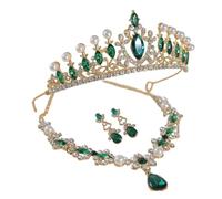 Whltzf Set di gioielli da sposa in cristallo scintillante con pietre taglio marquise perle finte adatto per abbigliamento formale elegante festa serale gioielli ensemble, Misura unica, come descritto