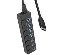 Whltzf Splitter USB C 7 porte adattatore 5Gbps trasferimento dati ad alta velocità con interruttori di alimentazione Multi funzionale per computer Multi Port USB C Splitter per laptop