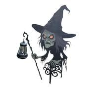 Whltzf Streghe incandescenti da giardino in ferro, luci a LED per Halloween, decorazione da cortile all'aperto con design meteorologico