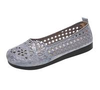 Whmowvn Ballerine da donna comode - Scarpe chiuse Mary Jane con motivo floreale, scarpe basse, eleganti e comode, leggere, traspiranti, da jazz, grigio., 36 EU