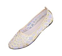 Whmowvn Ballerine da donna in pelle - Mary Jane Eleganti e comode, scarpe da sposa chiuse, scarpe basse, leggere, traspiranti, eleganti, gold, 42 EU