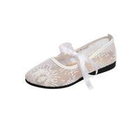 Whmowvn Ballerine estive basse da donna con fiocco, scarpe da balerina, scarpe chiuse, eleganti e comode, leggere, traspiranti, bianco, 41 EU