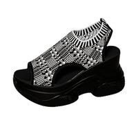 Whmowvn Sandali estivi da donna, con zeppa, Slingback Beach Sandal pesce, ortopedici, da donna, comodi, estivi, antiscivolo, per il tempo libero, grigio scuro, 40 EU