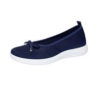 Whmowvn Sneaker da donna in tela, con fiocco, con plateau, antiscivolo, robuste, scarpe da jogging, leggere, traspiranti, per anziani, Blu, 36 EU