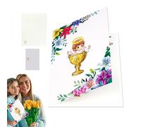Whnbuij Biglietti 3D Baby Shower - Biglietti per battesimo con motivo angelo, pieghevole, per padrini, genitori e ragazze