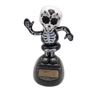 Whnbuij Bobble per cruscotto a forma di scheletro, ornamento a energia solare, statuetta di scheletro con testa che scuote la testa, decorazione di Halloween, per auto, divertente statua di